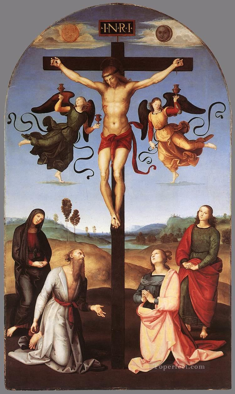 Crucifixion Citta di Castello Maître du retable Raphaël Religieuse Christianisme Peintures à l'huile
